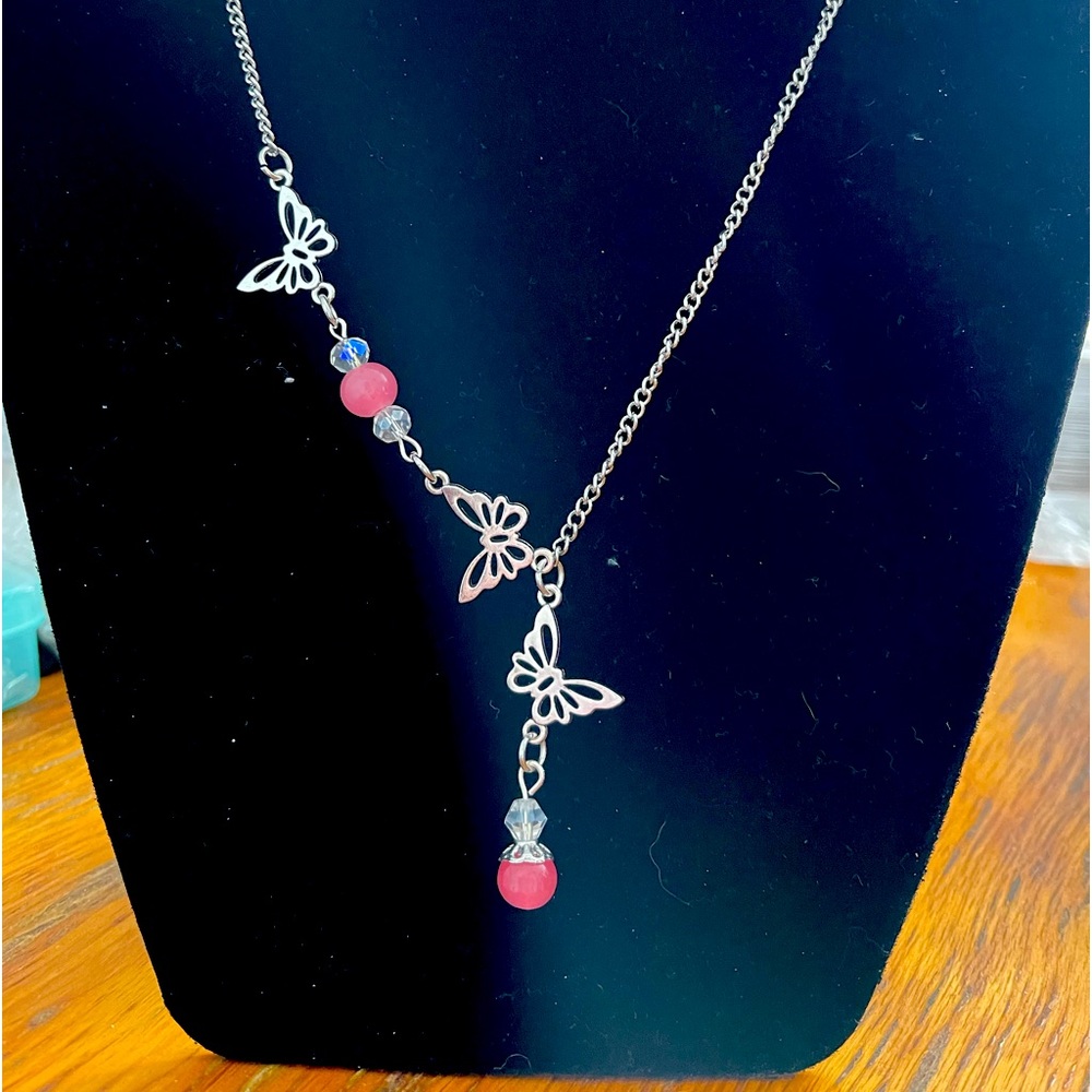 Butterfly necklace and earrings